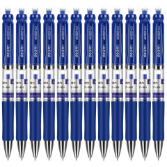 得力S01中性笔 按动碳素笔 0.5mm弹簧头 蓝色 (单位：盒)