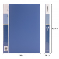 得力5004资料册 蓝色 40页插页袋