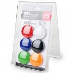 得力（deli） 7822彩色白板磁钉/磁珠/吸铁石  白板配件  40mm 6只/卡 （单位：卡）