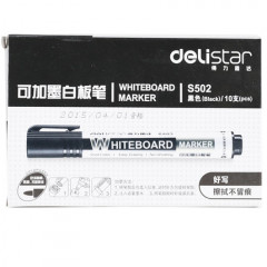 得力(deli) S502可加墨白板笔 可擦易擦 黑色（单位：支）
