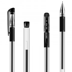 得力(deli)6601半针管中性笔 0.5mm签字水笔 黑色  12支/盒