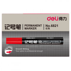 得力(deli) 6821油性粗头记号笔 大头笔 签名笔马克笔   红色 （单位：盒）
