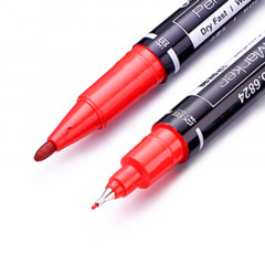 得力思达6824小双头记号笔 红色 （单位：支）