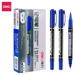 得力思达6824小双头记号笔 蓝色  12支/盒