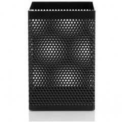 得力（deli） 908金属网纹方形笔筒 黑色