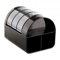 得力9147笔筒 三层多功能笔筒 塑料笔筒  黑色