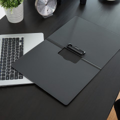 得力5011横式折页板夹 账单夹板 文件夹 资料夹 菜单夹  深灰色