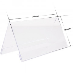 得力(deli)100*200mmV型亚克力桌牌展示牌 双面透明  9294