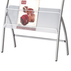 得力(deli)四层铝合金夹条报纸架9301报刊架 图书馆报夹条 宣传杂志展示架 高0.8米