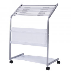 得力(deli)六层铝合金夹条报纸架9302报刊架 宣传杂志展示架 办公室落地置物架 高0.87米