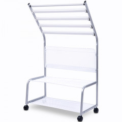 得力(deli)五层铝合金夹条报纸架 9304报刊架 图书馆报夹条置 宣传资料杂志展示架 高1.05米